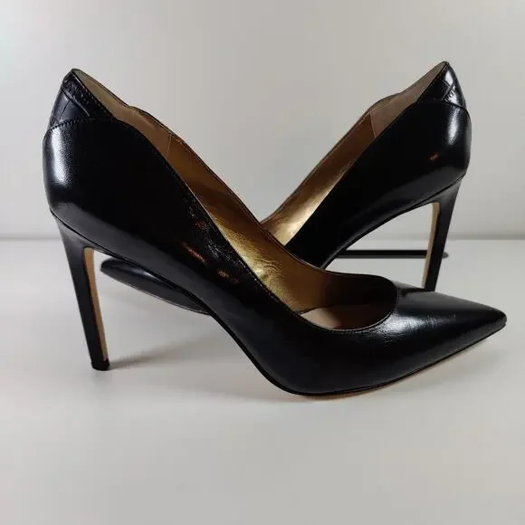 Sam Edelman Black Leather Pointed Toe Stiletto Pumps W13 Classic - Picture 3 of 9